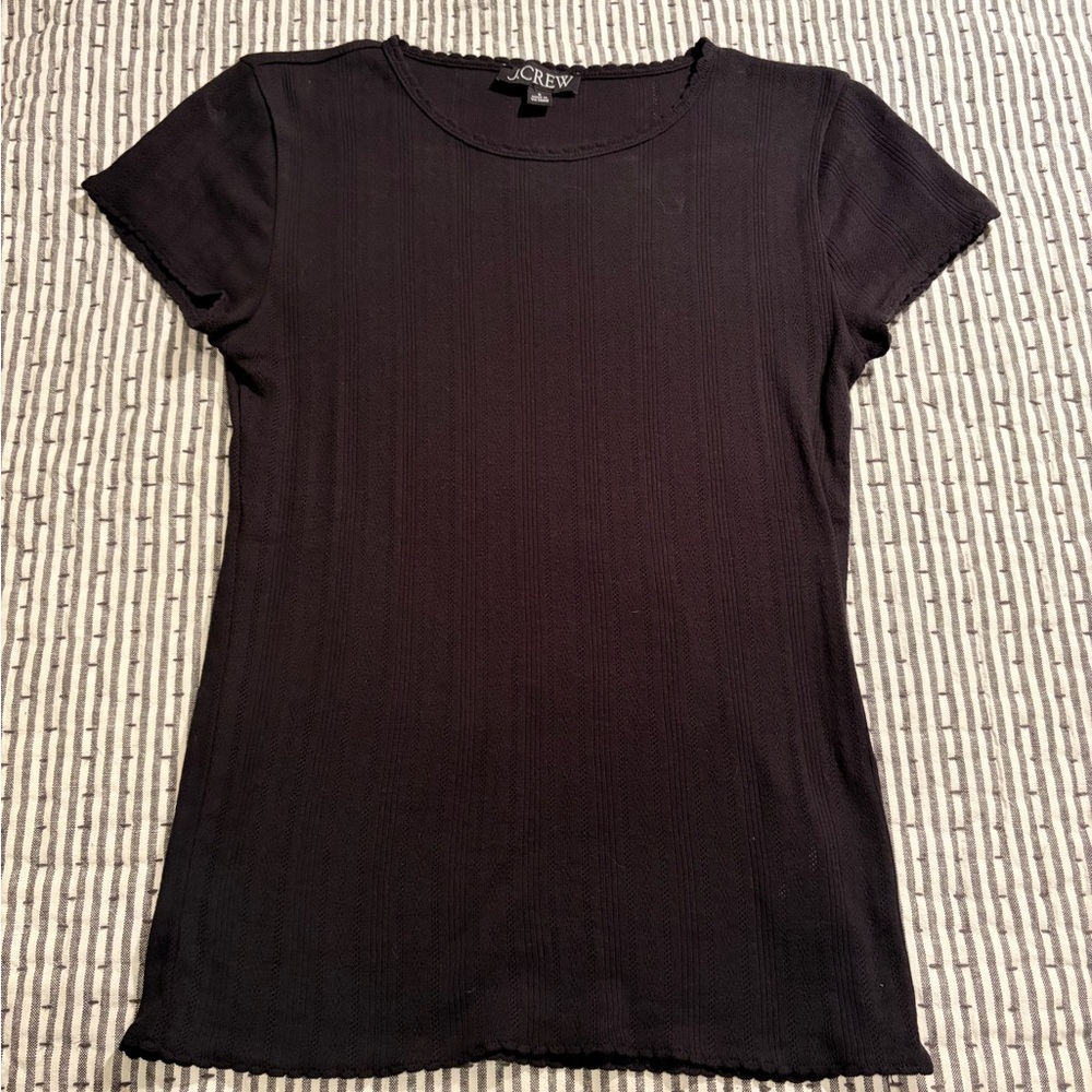 J. Crew Women's Elegant Black Short Sleeve Tee